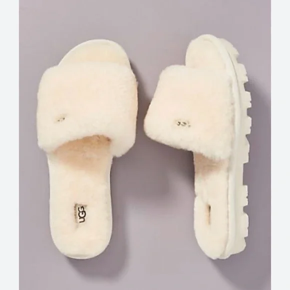 UGG Cream Cozy Sheepskin Slippers - Picture 1 of 11